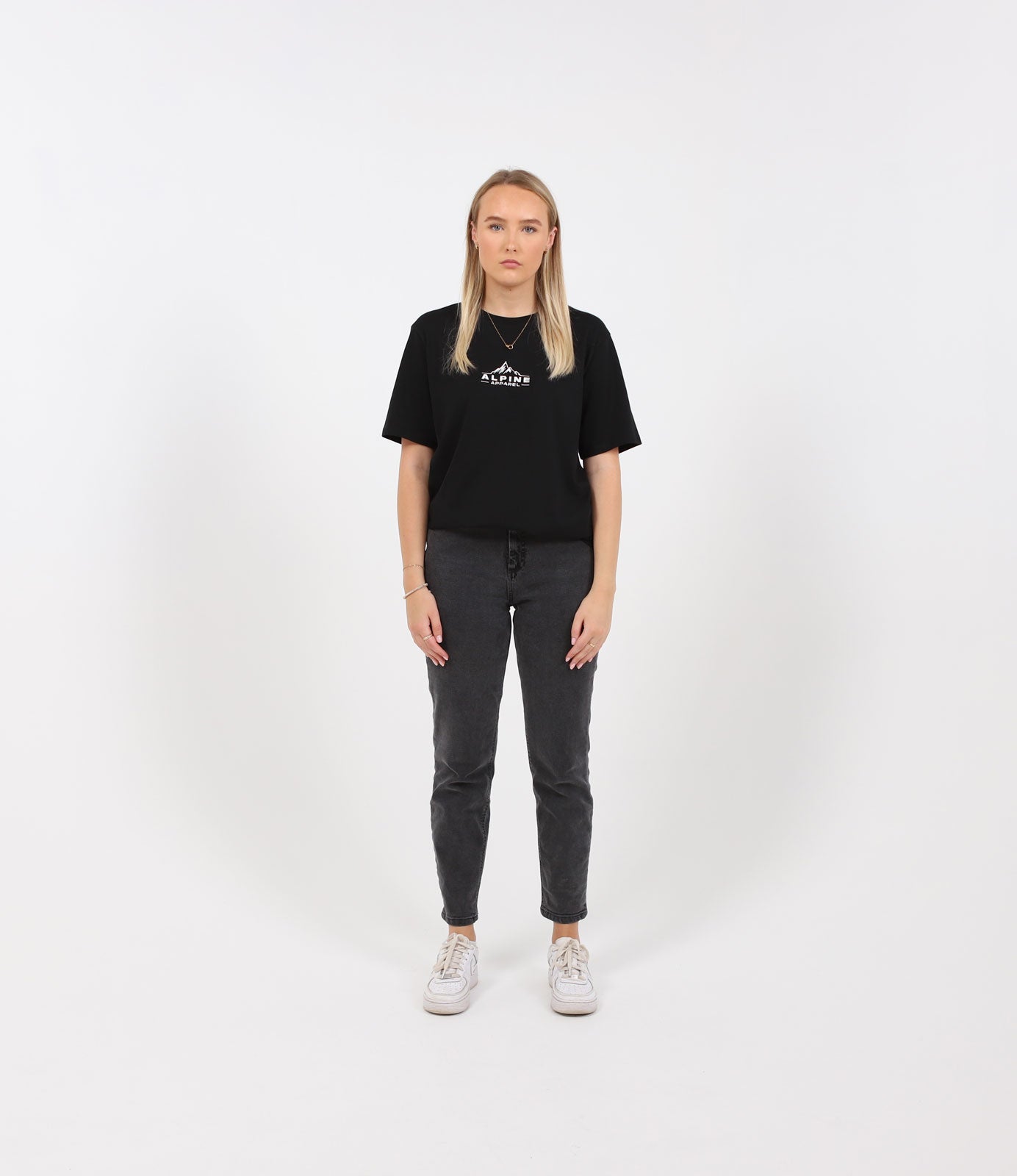 Alpine Black Classic T-Shirt female model photo