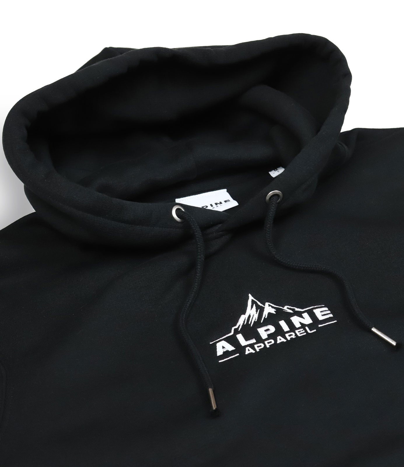 Alpine Black Classic Hoodie front angled photo
