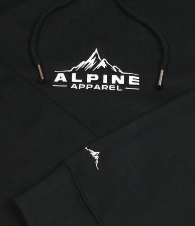 Alpine Black Classic Hoodie front closeup photo