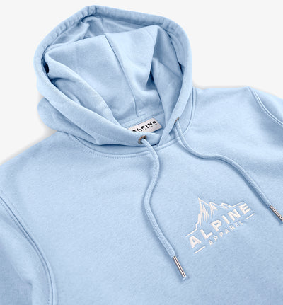 Alpine Sky Blue Classic Hoodie product front angled photo