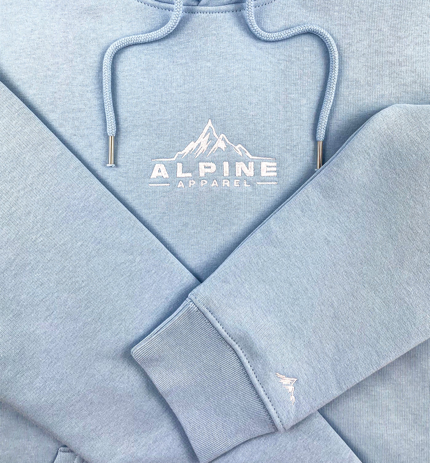 Alpine Sky Blue Classic Hoodie product closeup front photo