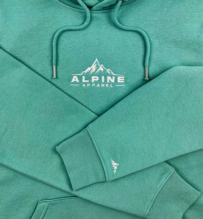 Alpine Teal Classic Hoodie product front closeup photo